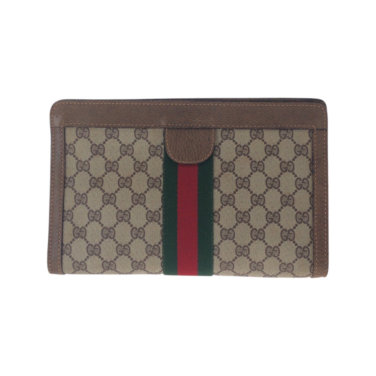 21237
GUCCI グッチ ヴィンテージ シェリーライン オールドグッチ ブラウン ベージュ GGスプリームキャンバス / レザー クラッチバッグ セカンドバッグ レディース AB21