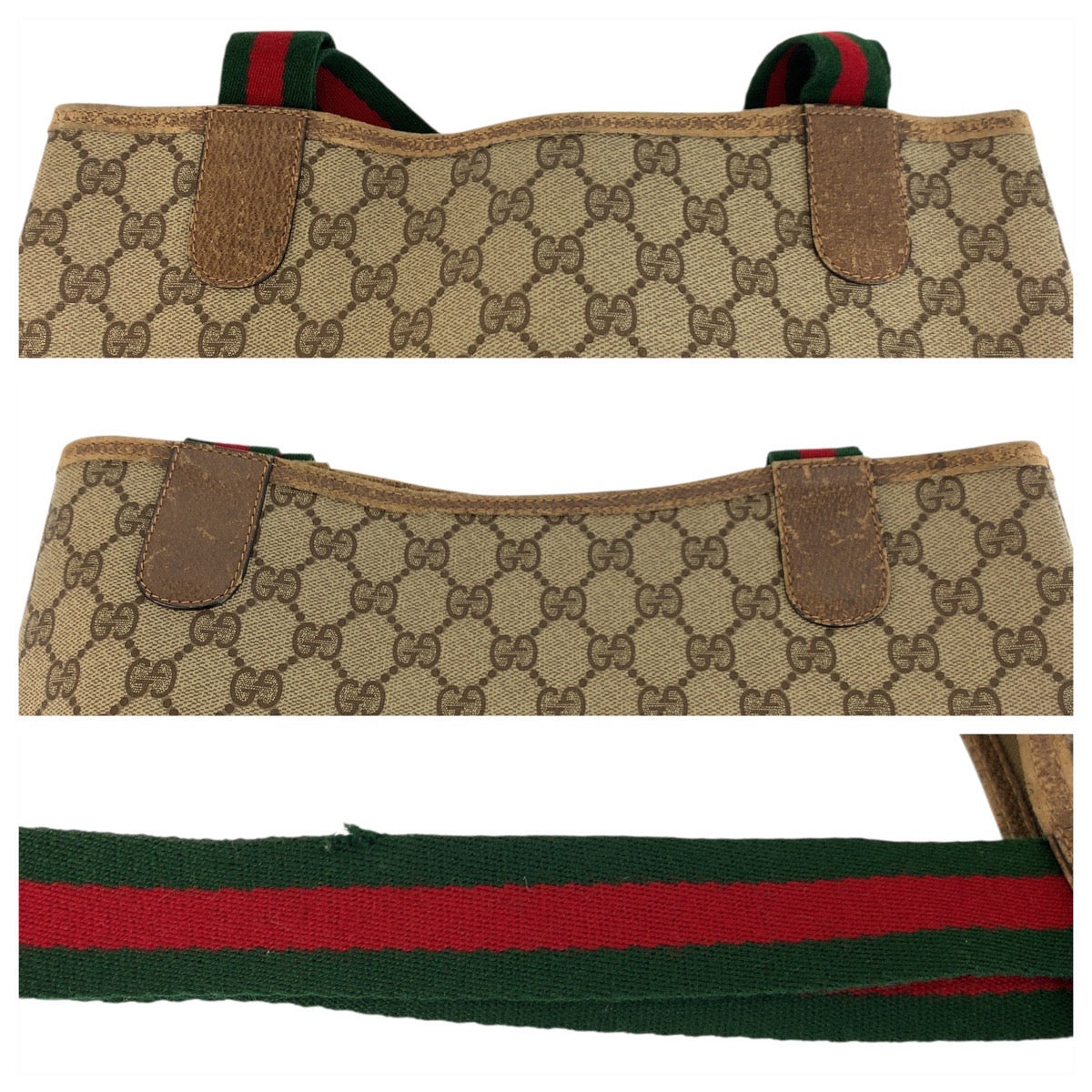 21238
GUCCI グッチ ヴィンテージ シェリーライン ベージュ ブラウン ゴールド金具 GGスプリームキャンバス / レザー 39 02 003 トートバッグ ショルダーバッグ レディース AB23