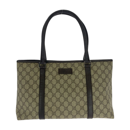 21239
GUCCI グッチ ベージュ ブラウン シルバー金具 GGスプリームキャンバス / レザー 114595 トートバッグ ショルダーバッグ レディース AB30