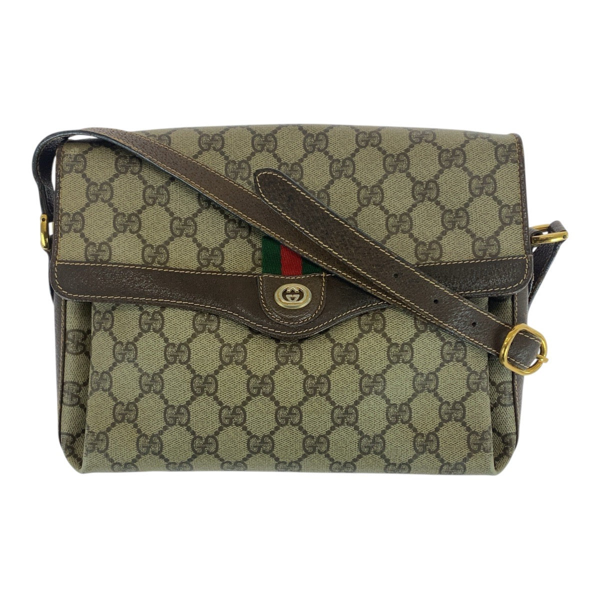 21240
GUCCI グッチ ヴィンテージ シェリーライン オールドグッチ ベージュ ブラウン ゴールド金具 GGスプリームキャンバス / レザー 904 02 084 ショルダーバッグ ポシェット レディース AB30