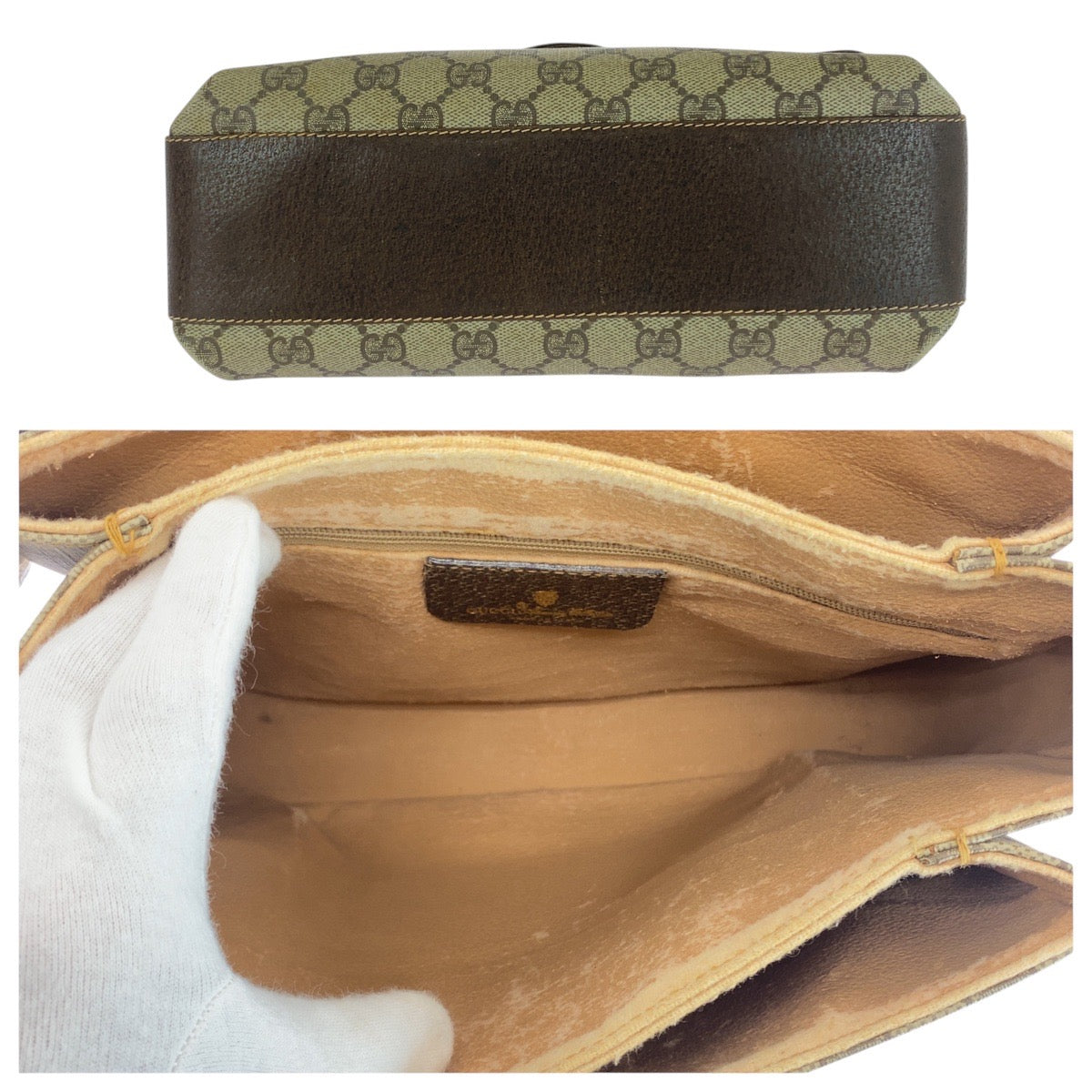 21240
GUCCI グッチ ヴィンテージ シェリーライン オールドグッチ ベージュ ブラウン ゴールド金具 GGスプリームキャンバス / レザー 904 02 084 ショルダーバッグ ポシェット レディース AB30