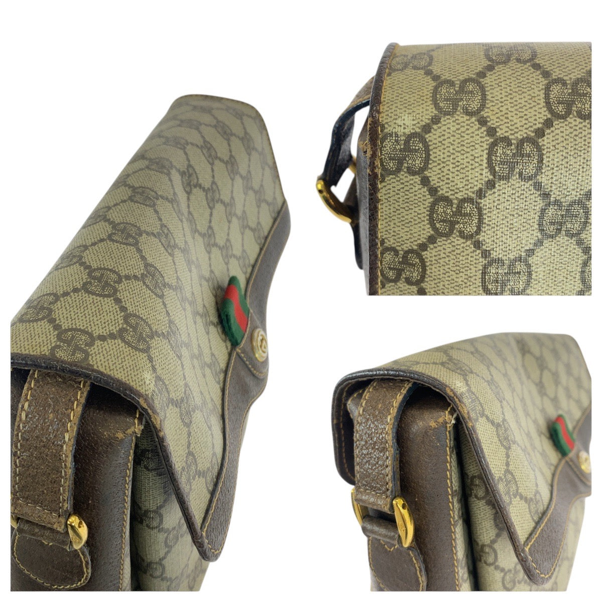 21240
GUCCI グッチ ヴィンテージ シェリーライン オールドグッチ ベージュ ブラウン ゴールド金具 GGスプリームキャンバス / レザー 904 02 084 ショルダーバッグ ポシェット レディース AB30