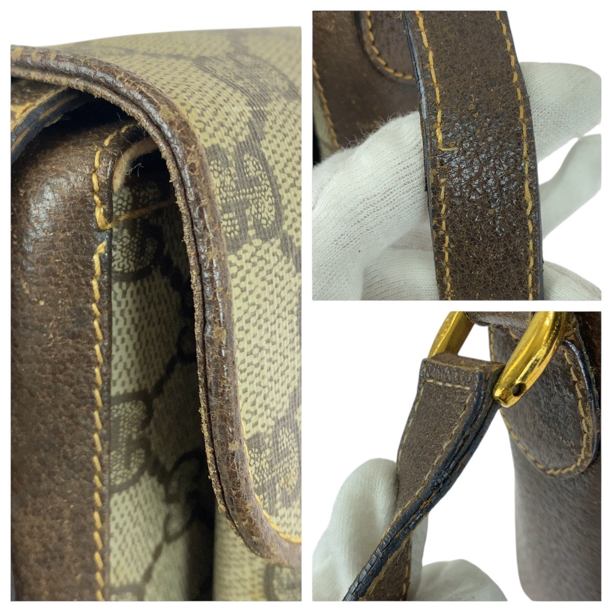 21240
GUCCI グッチ ヴィンテージ シェリーライン オールドグッチ ベージュ ブラウン ゴールド金具 GGスプリームキャンバス / レザー 904 02 084 ショルダーバッグ ポシェット レディース AB30