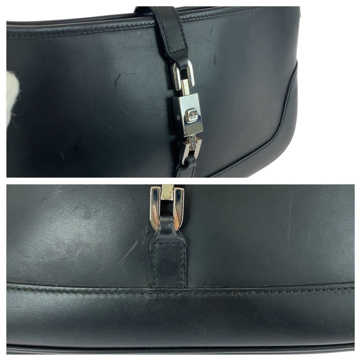 21242
GUCCI グッチ ジャッキー ブラック 黒 シルバー金具 レザー 001 4032 ショルダーバッグ チェーンショルダーバッグ レディース ABP37