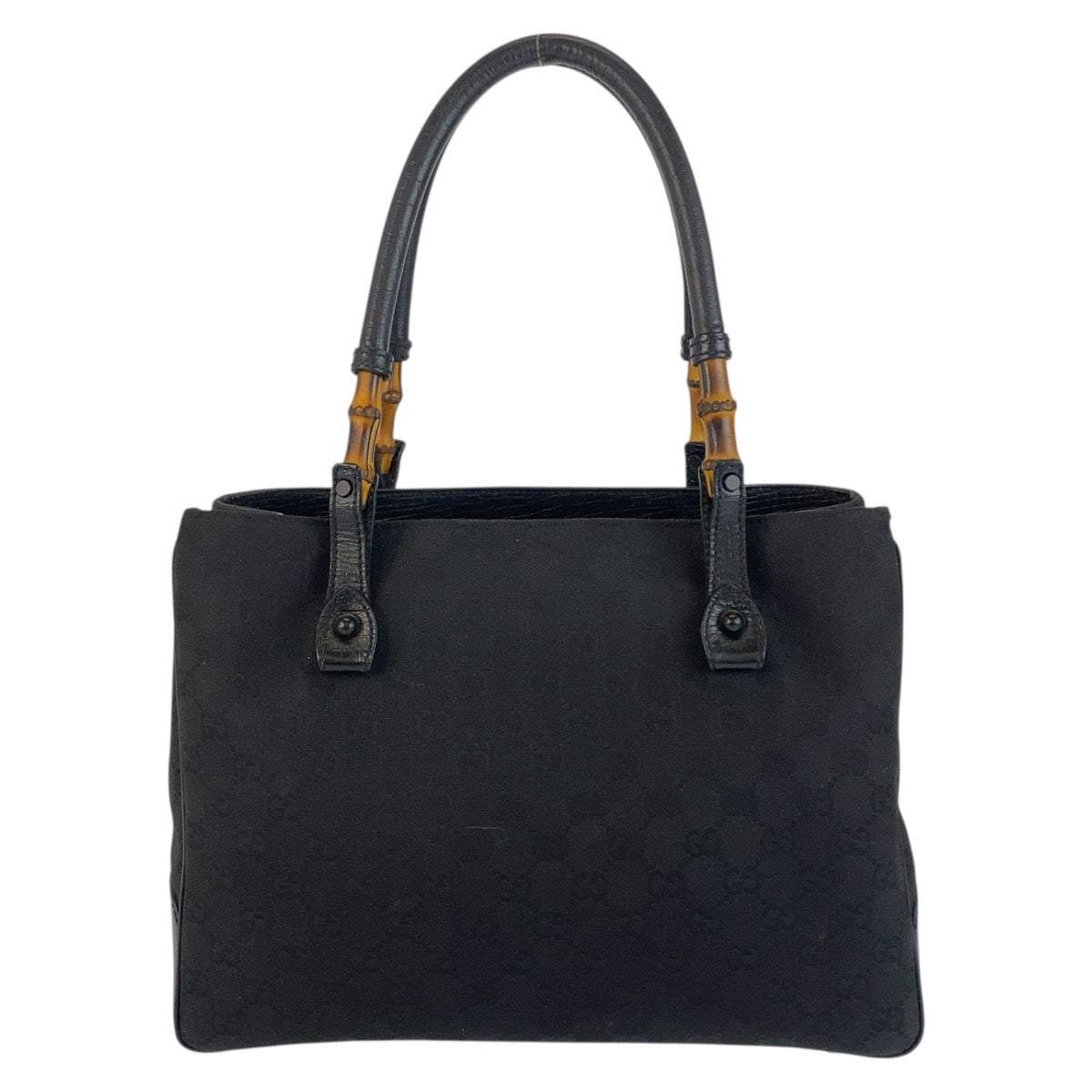 21243
GUCCI グッチ バンブー ブラック 黒 GGキャンバス / レザー 112526 トートバッグ ハンドバッグ レディース ABP30