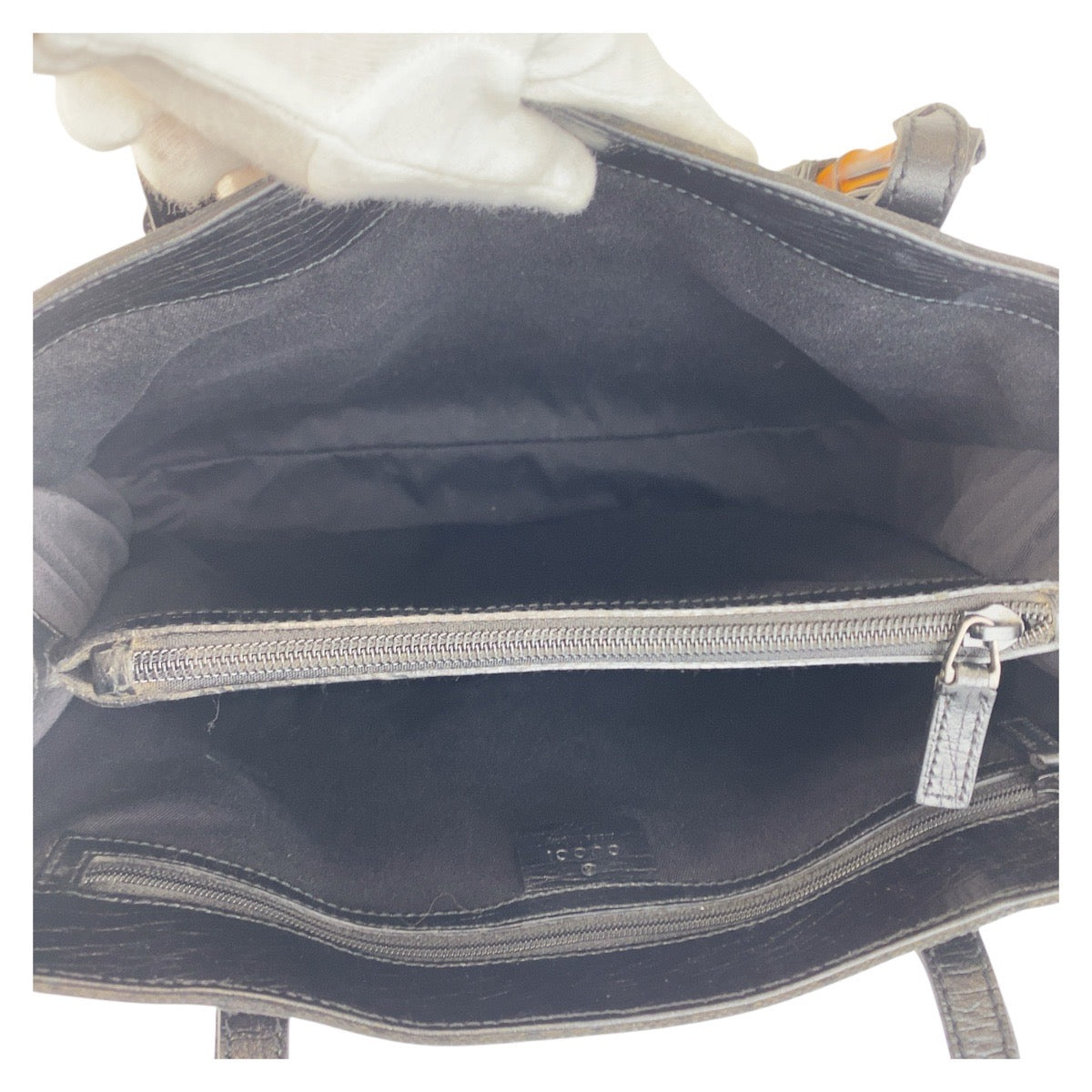 21243
GUCCI グッチ バンブー ブラック 黒 GGキャンバス / レザー 112526 トートバッグ ハンドバッグ レディース ABP30