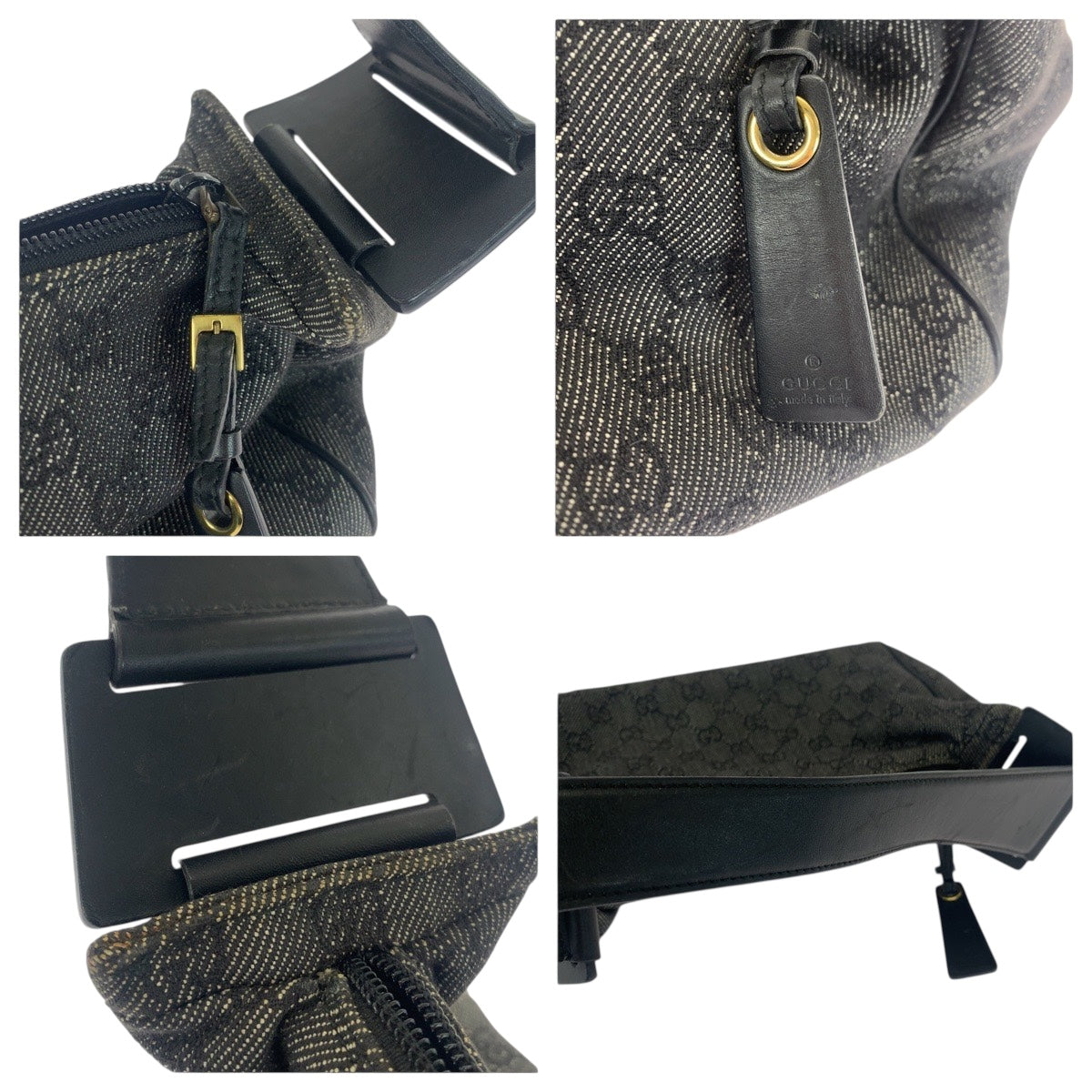 21244
GUCCI Grey Black GG Canvas / Leather 92699 Shoulder Bag Women's AB28