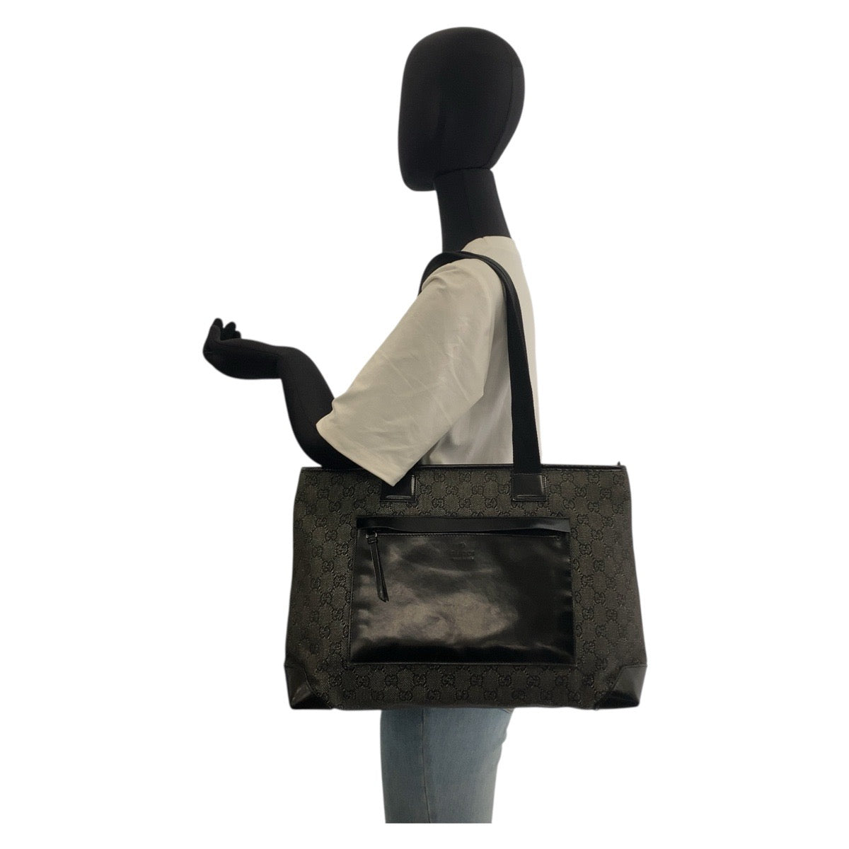 21245
GUCCI グッチ ブラック 黒 GGキャンバス / レザー 34339 トートバッグ ショルダーバッグ レディース ABP30