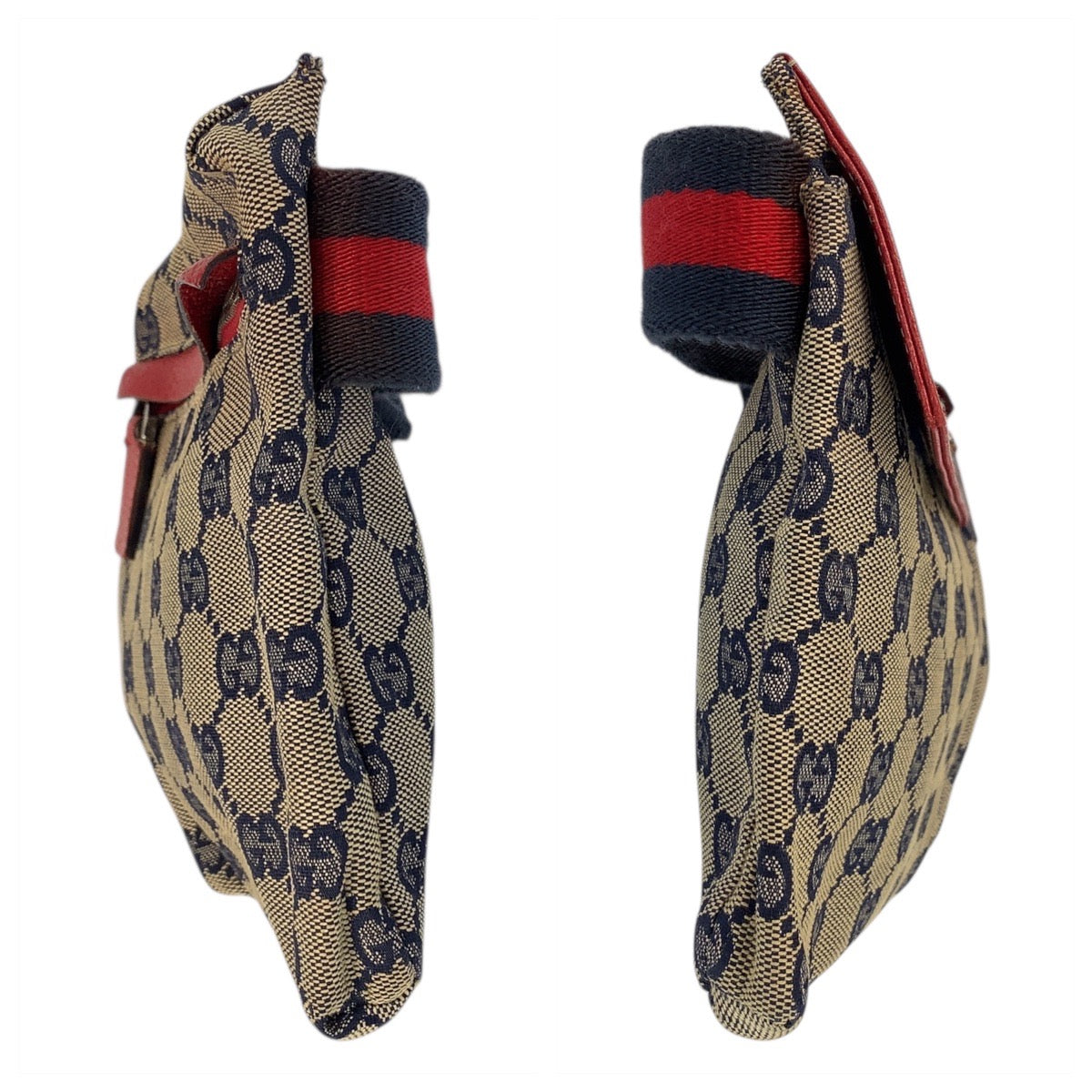 21246
GUCCI グッチ ベージュ レッド ネイビー GGキャンバス / レザー 28566 ボディバッグ ウエストバッグ 男女兼用 メンズ AB30