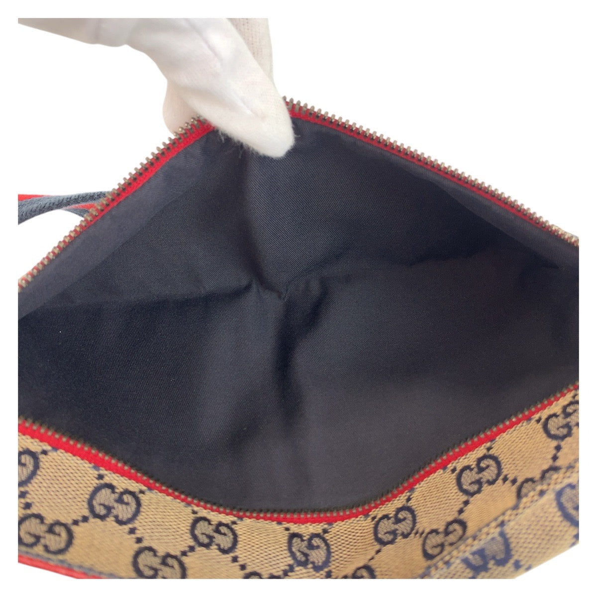 21246
GUCCI グッチ ベージュ レッド ネイビー GGキャンバス / レザー 28566 ボディバッグ ウエストバッグ 男女兼用 メンズ AB30