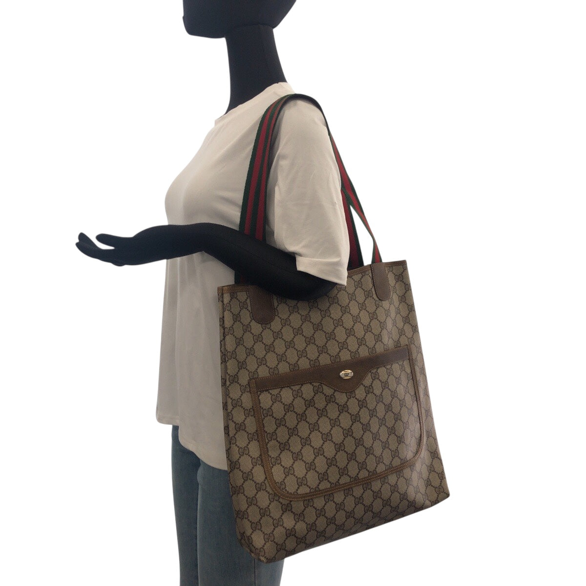 21247
GUCCI グッチ ヴィンテージ シェリーライン ベージュ ブラウン ゴールド金具 GGスプリームキャンバス / レザー 39 02 003 トートバッグ ショルダーバッグ レディース AB28