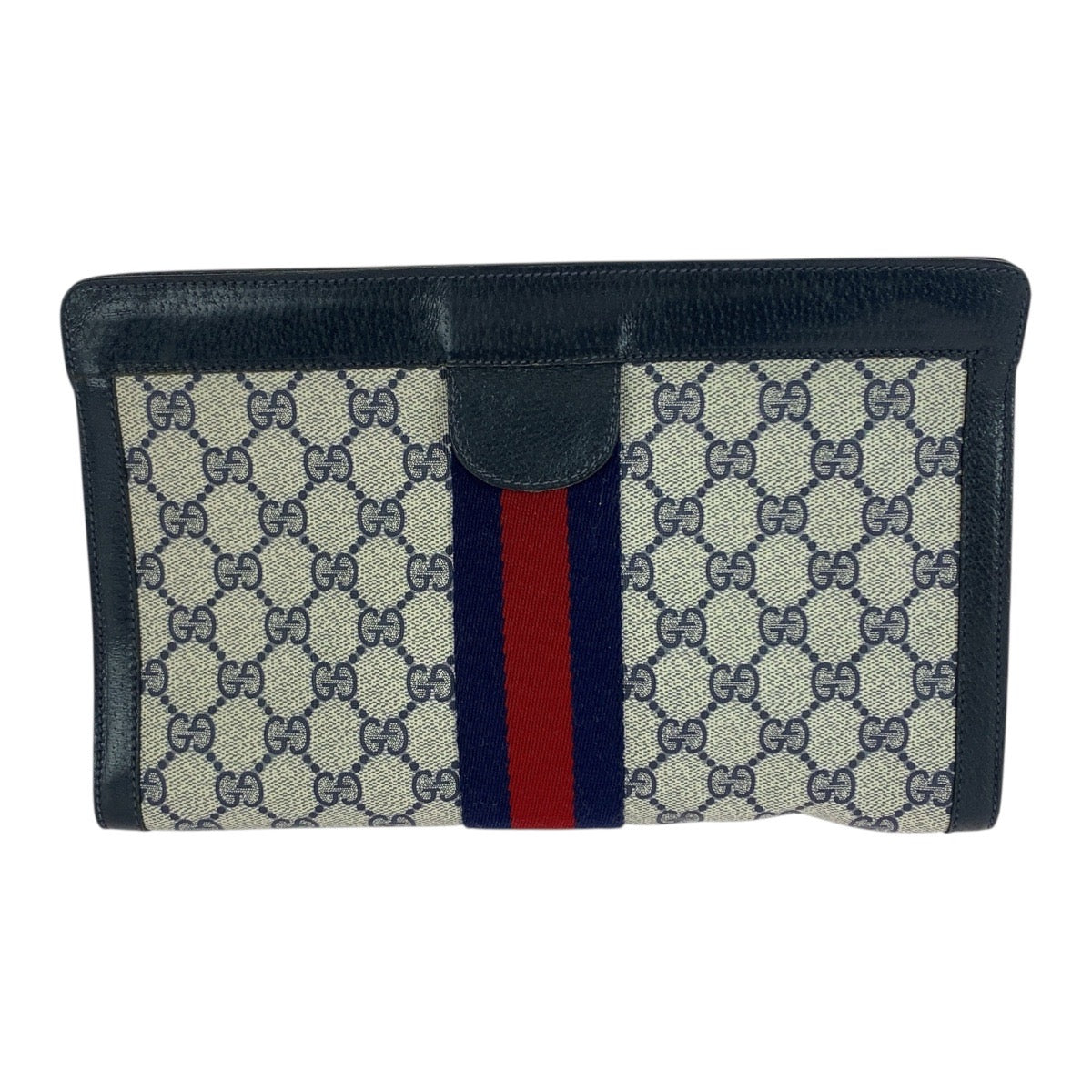 21249
GUCCI グッチ ヴィンテージ シェリーライン オールドグッチ ネイビー レッド GGスプリームキャンバス / レザー 89 01 002 クラッチバッグ セカンドバッグ レディース AB21