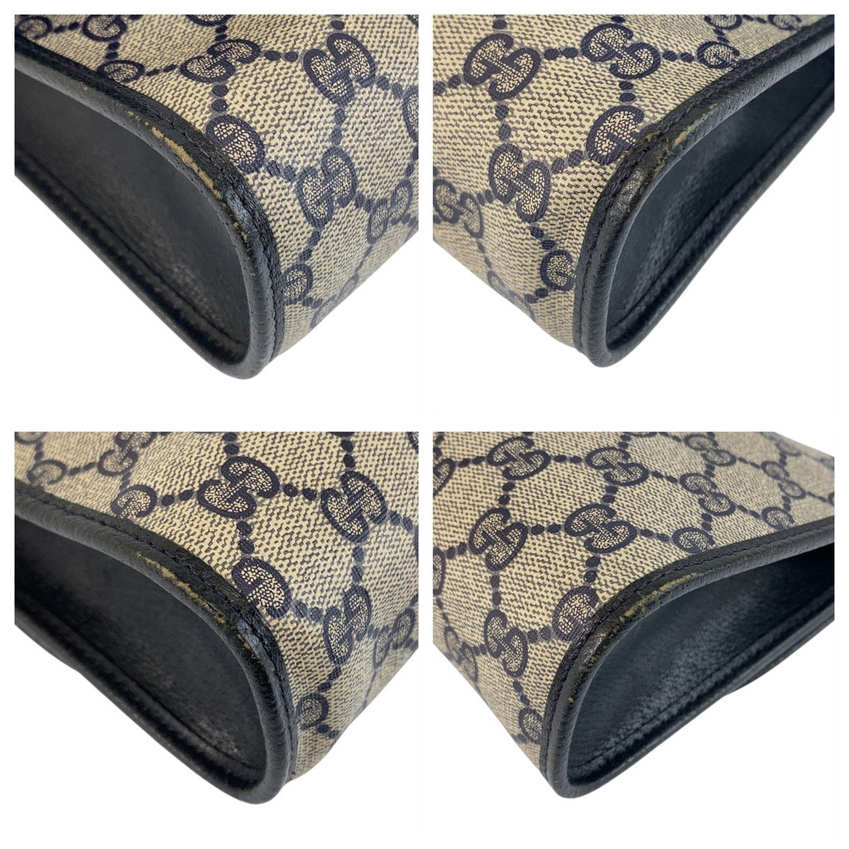 21250
GUCCI グッチ ヴィンテージ シェリーライン グレー ネイビー ゴールド金具 PVC / レザー 89 01 030 クラッチバッグ セカンドバッグ メンズ AB15