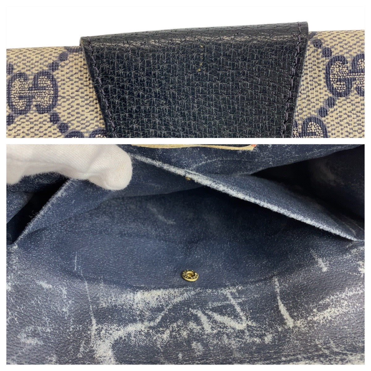 21250
GUCCI グッチ ヴィンテージ シェリーライン グレー ネイビー ゴールド金具 PVC / レザー 89 01 030 クラッチバッグ セカンドバッグ メンズ AB15