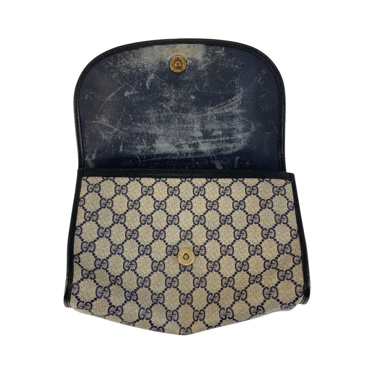 21250
GUCCI グッチ ヴィンテージ シェリーライン グレー ネイビー ゴールド金具 PVC / レザー 89 01 030 クラッチバッグ セカンドバッグ メンズ AB15