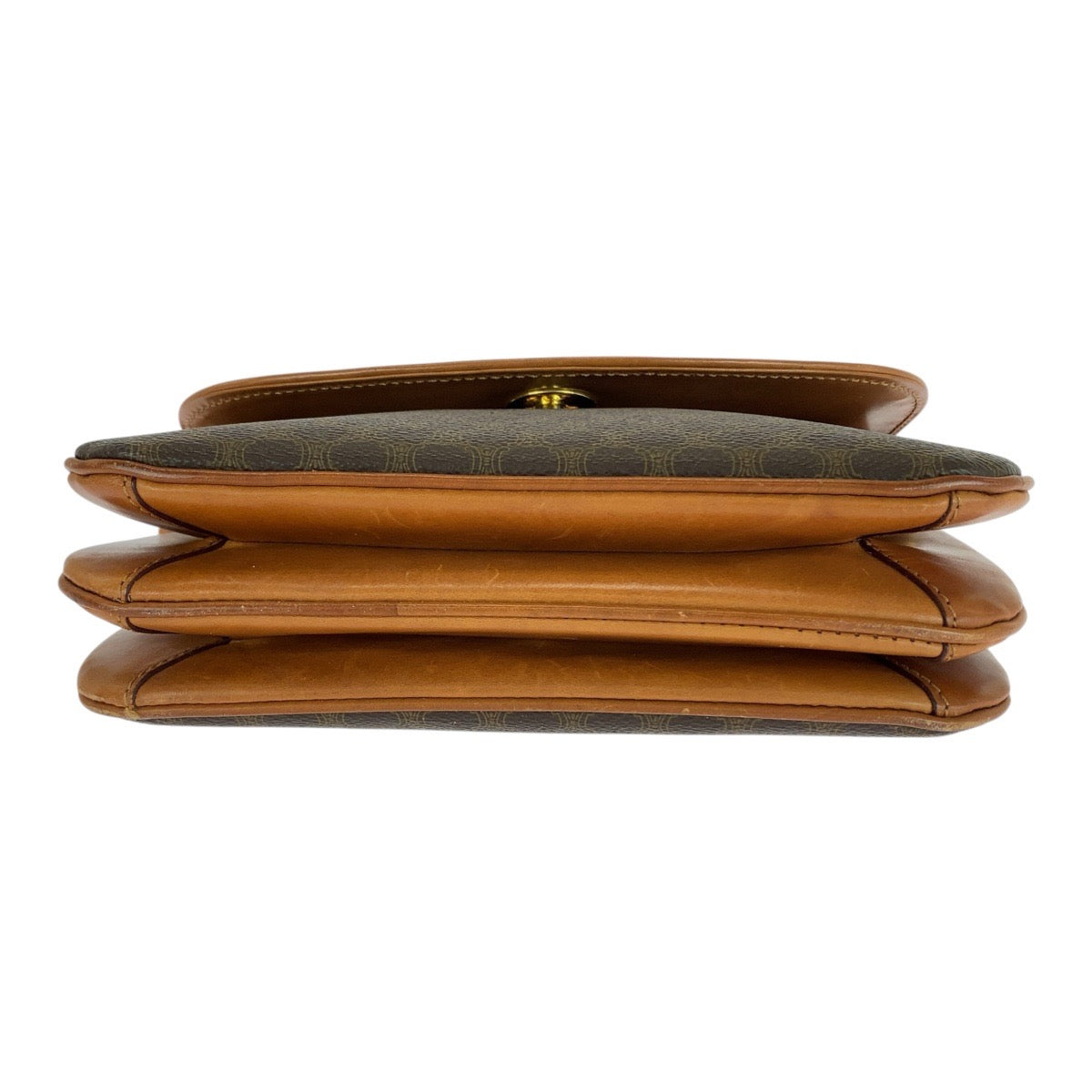 21251
CELINE セリーヌ マカダム柄 ブラウン ゴールド金具 PVC / レザー DM91 ショルダーバッグ レディース ABP35