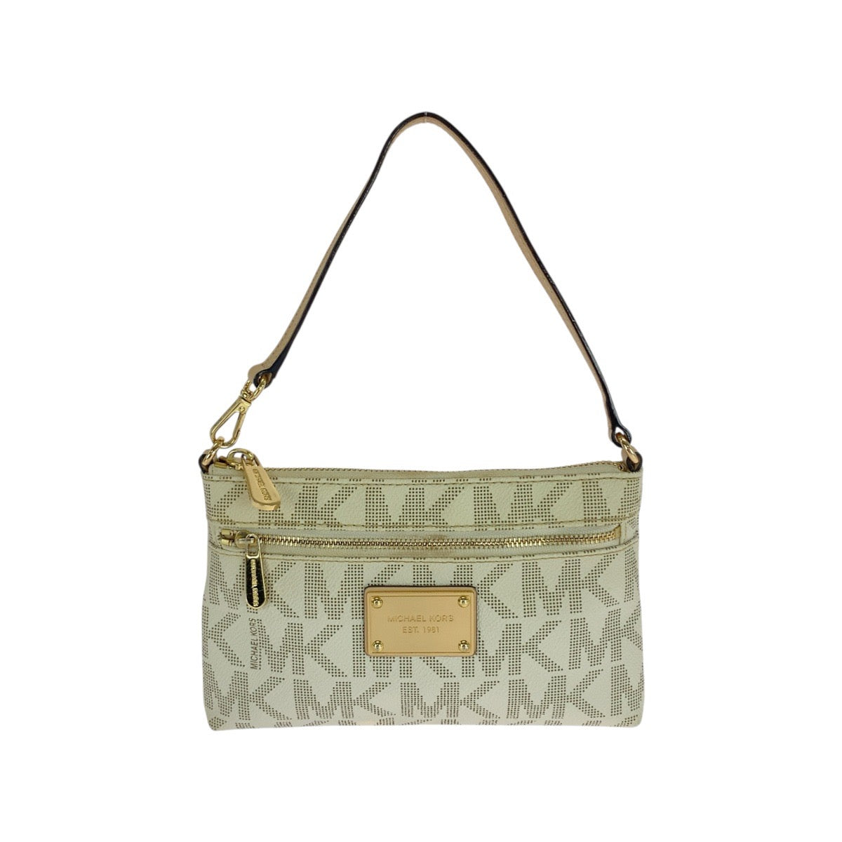 21252
Michael Kors マイケルコース オフホワイト ゴールド金具 PVC / レザー 35F1GJSW3B ハンドバッグ アクセサリーポーチ レディース ABP5