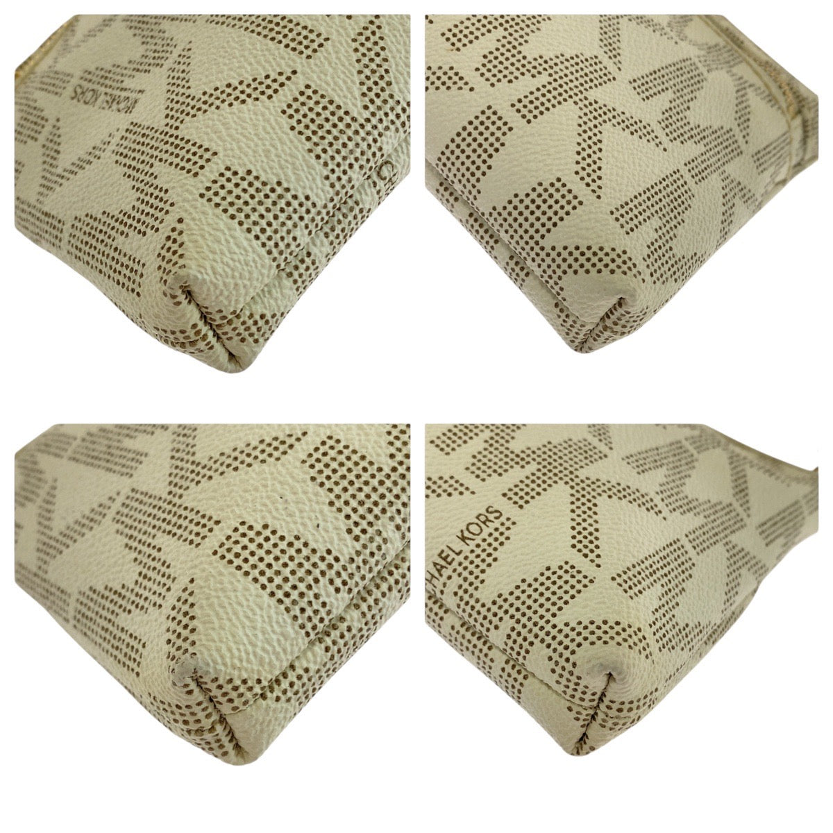 21252
Michael Kors マイケルコース オフホワイト ゴールド金具 PVC / レザー 35F1GJSW3B ハンドバッグ アクセサリーポーチ レディース ABP5