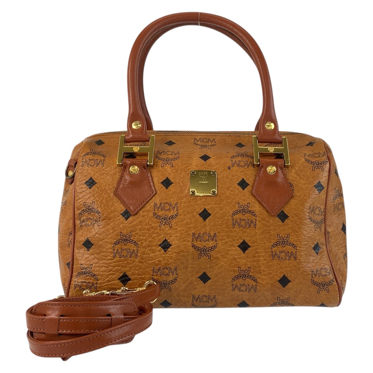 21254
MCM エム シー エム ヴィセトス ブラウン ゴールド金具 レザー ハンドバッグ ショルダーバッグ 2way レディース ABP21