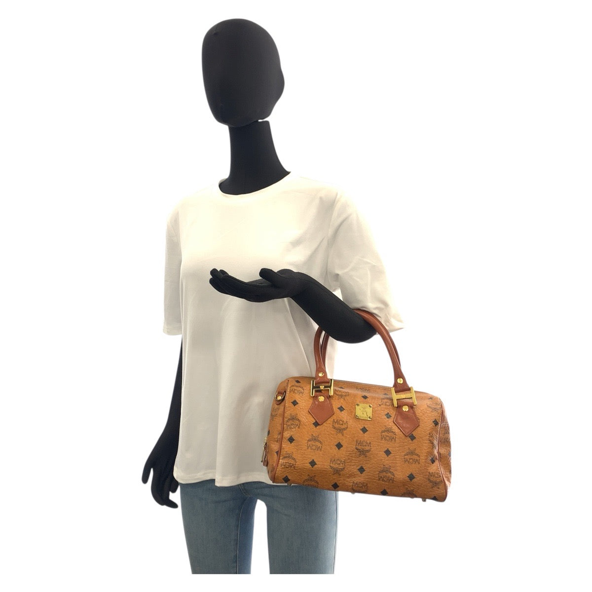 21254
MCM エム シー エム ヴィセトス ブラウン ゴールド金具 レザー ハンドバッグ ショルダーバッグ 2way レディース ABP21