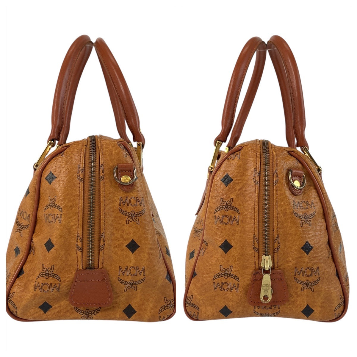 21254
MCM エム シー エム ヴィセトス ブラウン ゴールド金具 レザー ハンドバッグ ショルダーバッグ 2way レディース ABP21