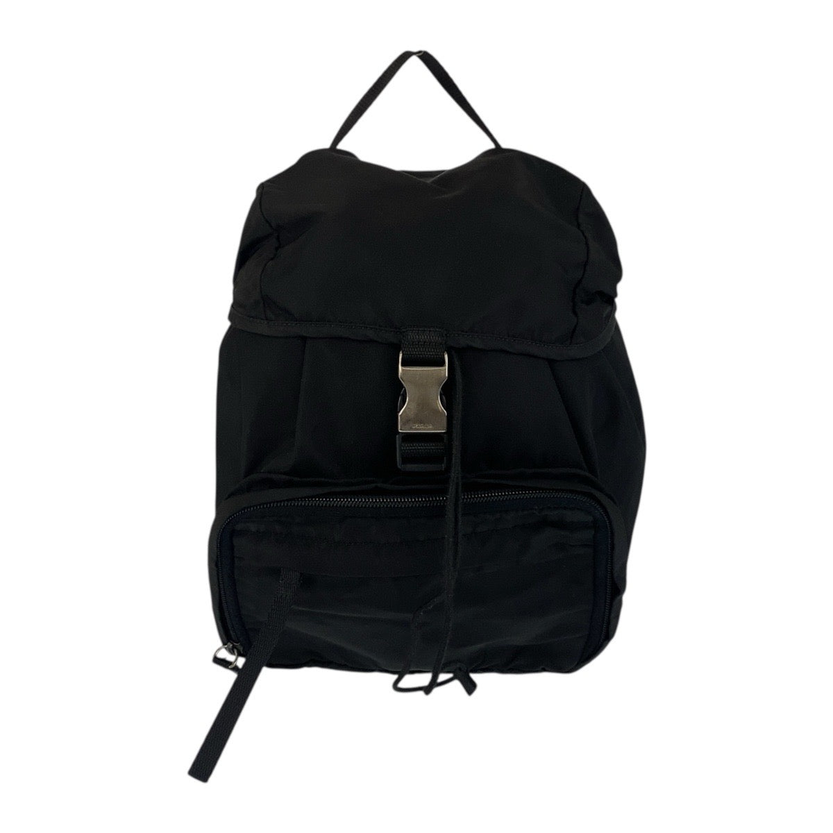 21255
PRADA Tessuto Triangle Logo Plate Black Silver Hardware Nylon Backpack Daypack Women's ABP38