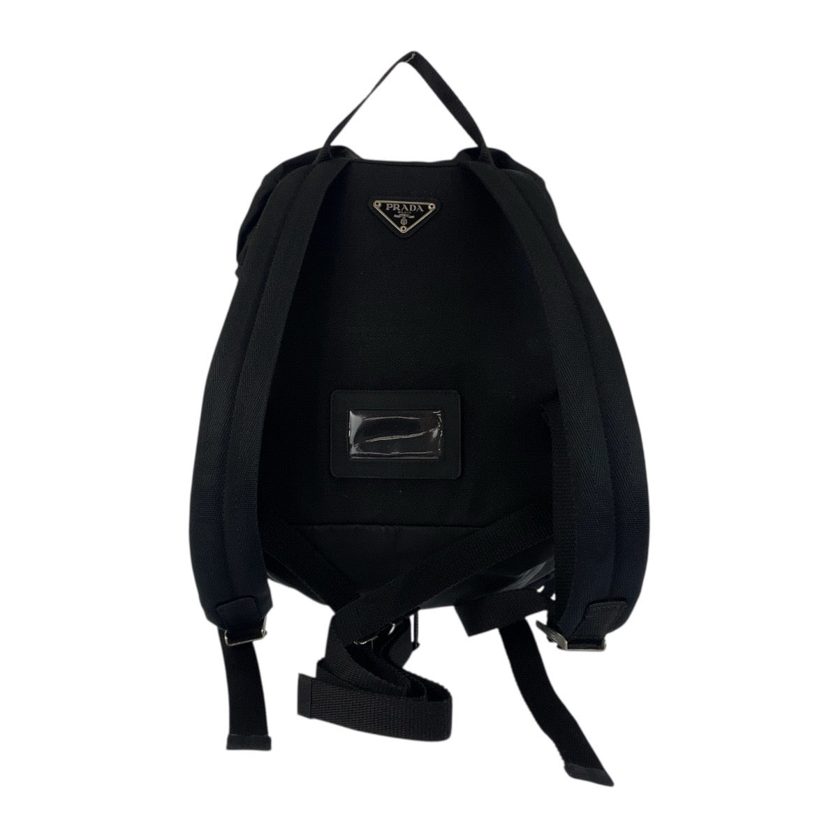21255
PRADA Tessuto Triangle Logo Plate Black Silver Hardware Nylon Backpack Daypack Women's ABP38