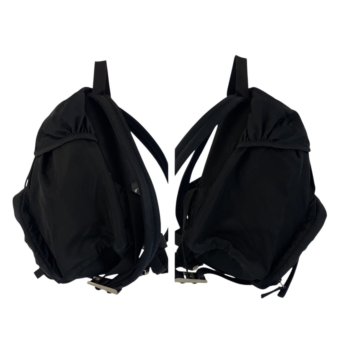 21255
PRADA Tessuto Triangle Logo Plate Black Silver Hardware Nylon Backpack Daypack Women's ABP38
