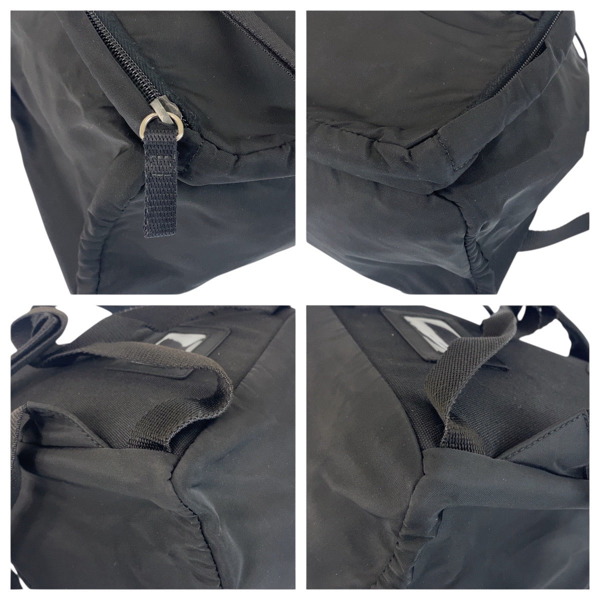 21255
PRADA Tessuto Triangle Logo Plate Black Silver Hardware Nylon Backpack Daypack Women's ABP38