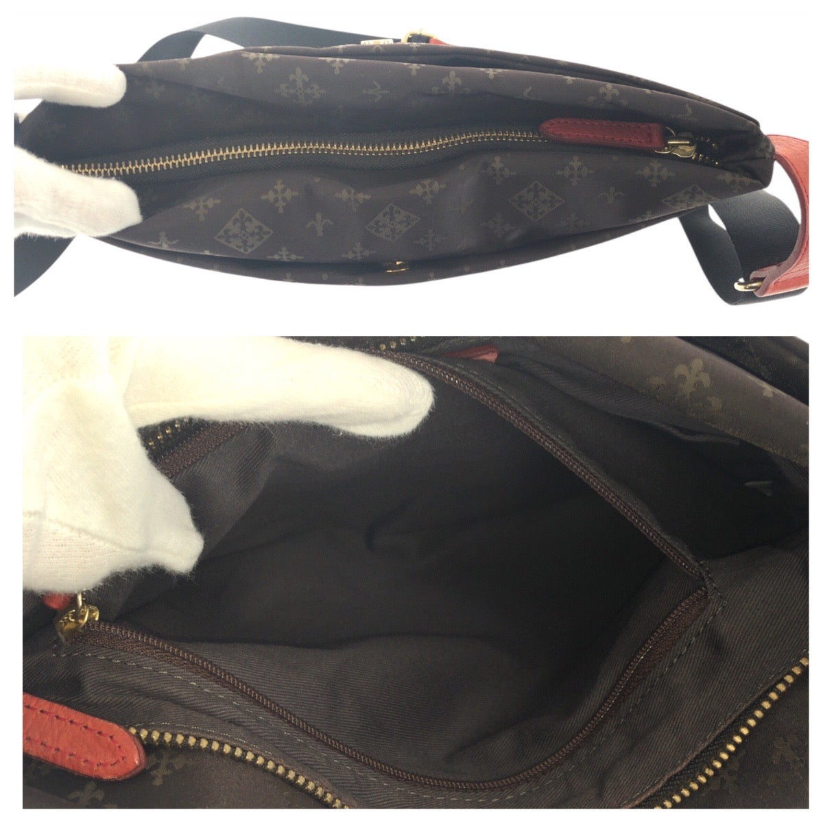 21256
russet ラシット ブラウン オレンジ シルバー金具 ナイロン / レザー ショルダーバッグ ポシェット レディース A7