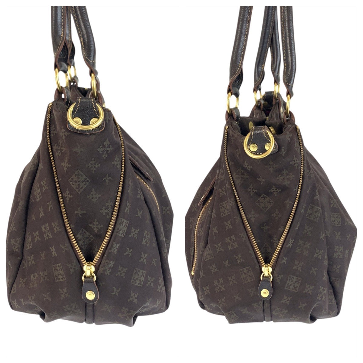 21257
russet ラシット ブラウン 茶 ゴールド金具 ナイロン / レザー トートバッグ ショルダーバッグ レディース A7