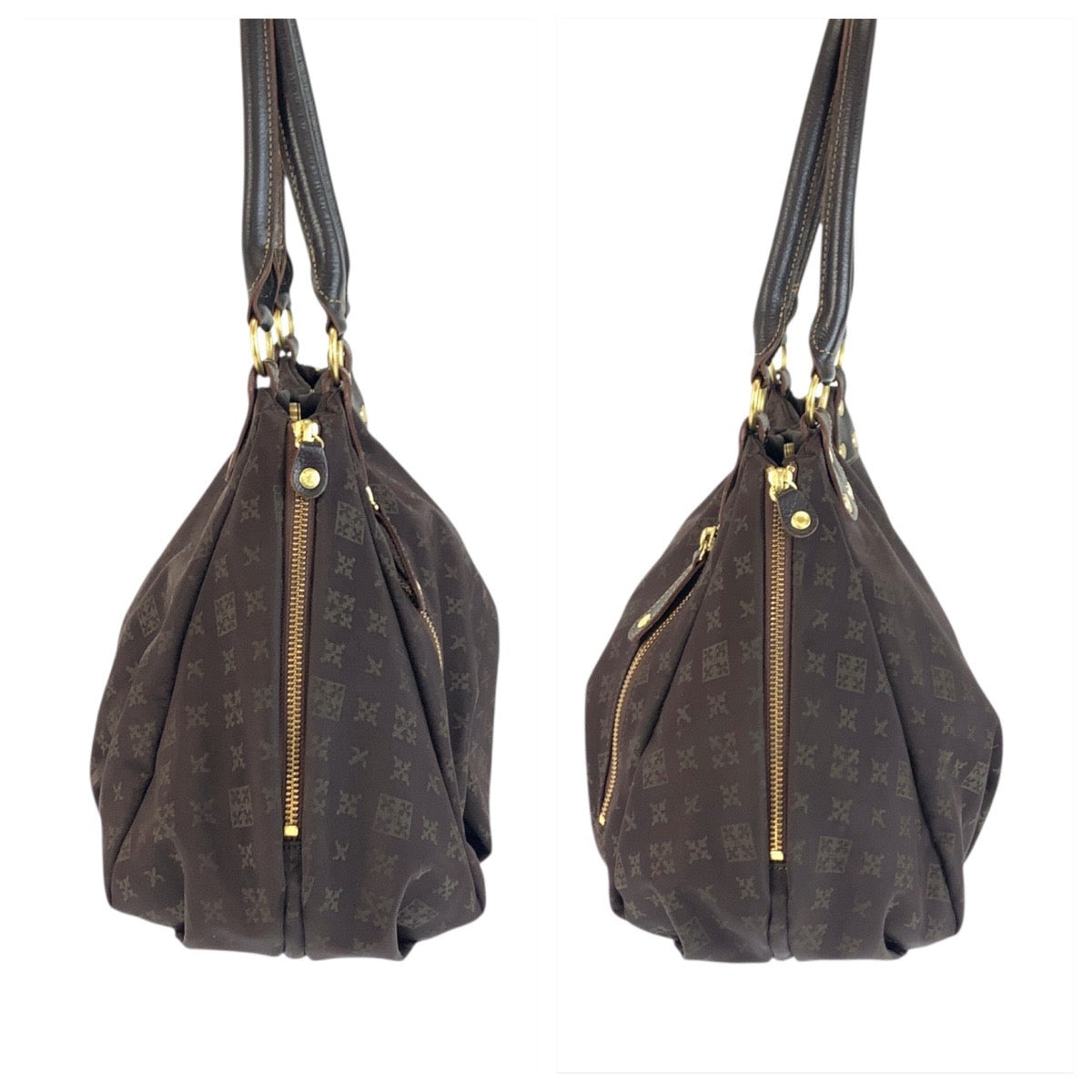 21257
russet ラシット ブラウン 茶 ゴールド金具 ナイロン / レザー トートバッグ ショルダーバッグ レディース A7