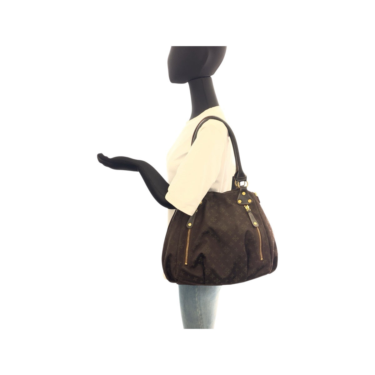 21257
russet ラシット ブラウン 茶 ゴールド金具 ナイロン / レザー トートバッグ ショルダーバッグ レディース A7