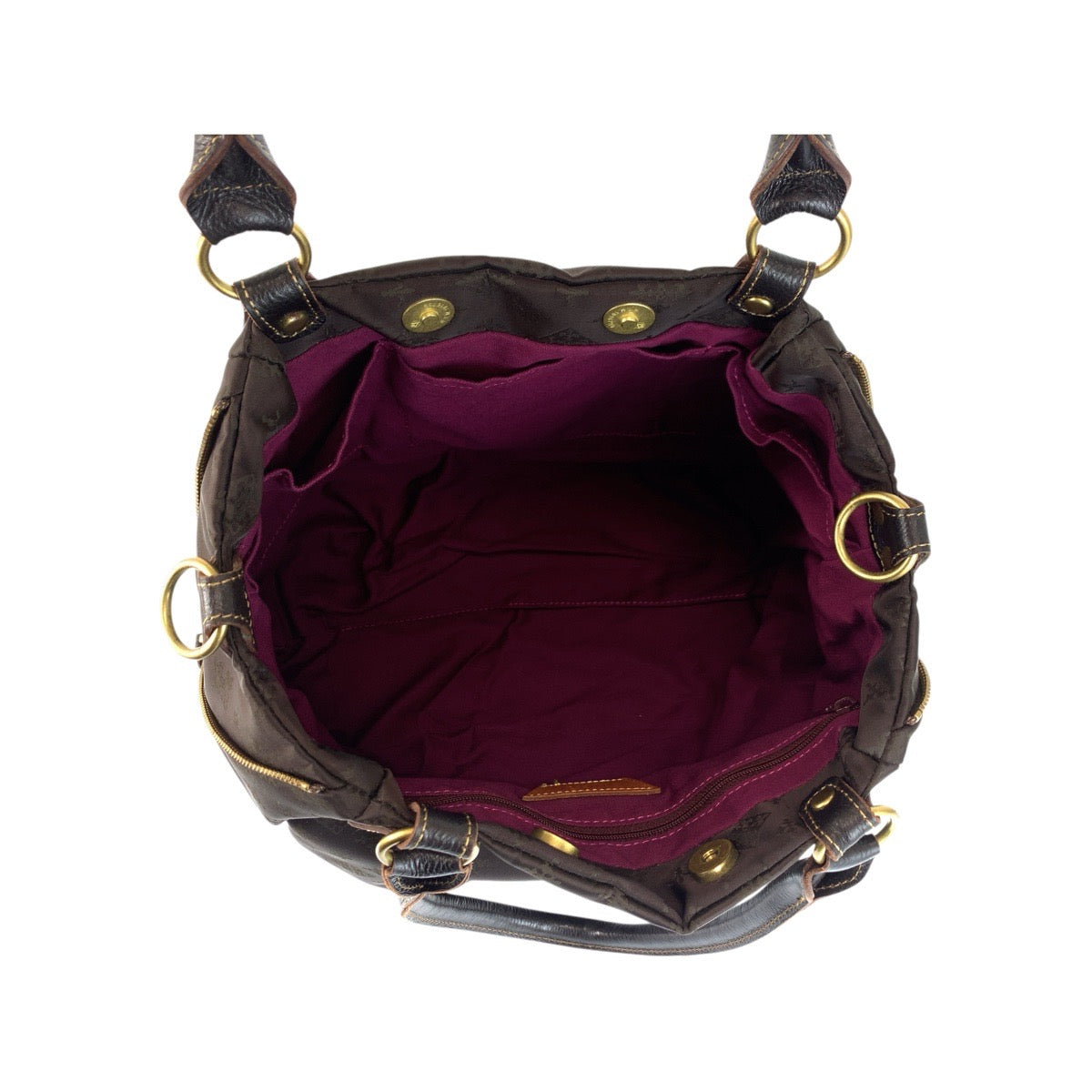 21257
russet ラシット ブラウン 茶 ゴールド金具 ナイロン / レザー トートバッグ ショルダーバッグ レディース A7