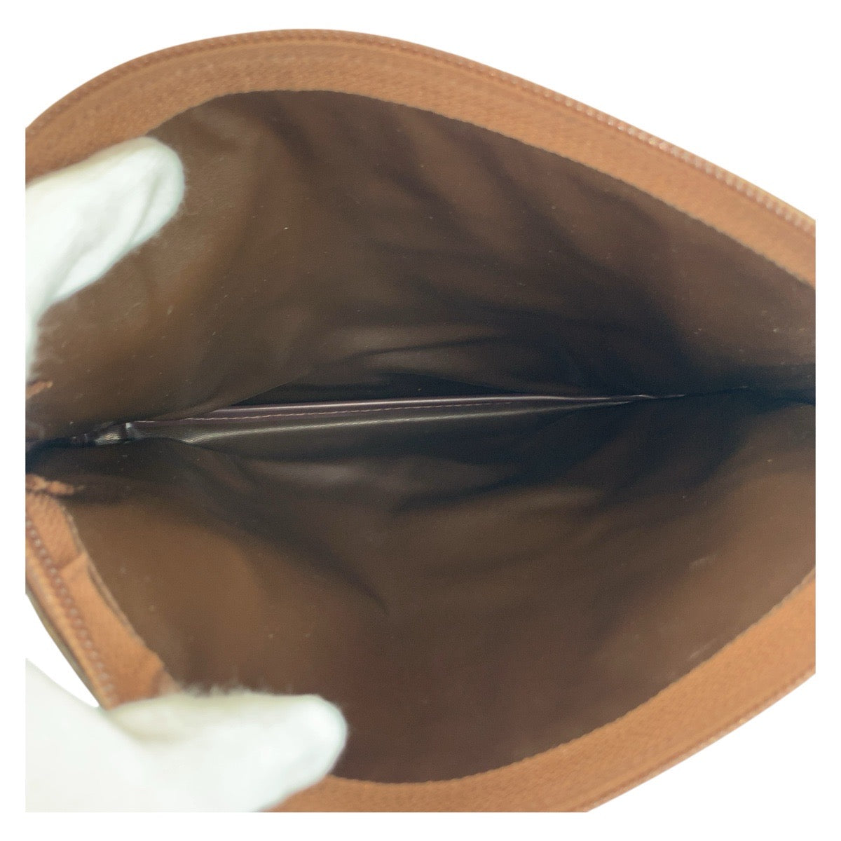 21259
BURBERRY バーバリー チェック柄 ベージュ ブラウン キャンバス / レザー クラッチバッグ ポーチ レディース AB8