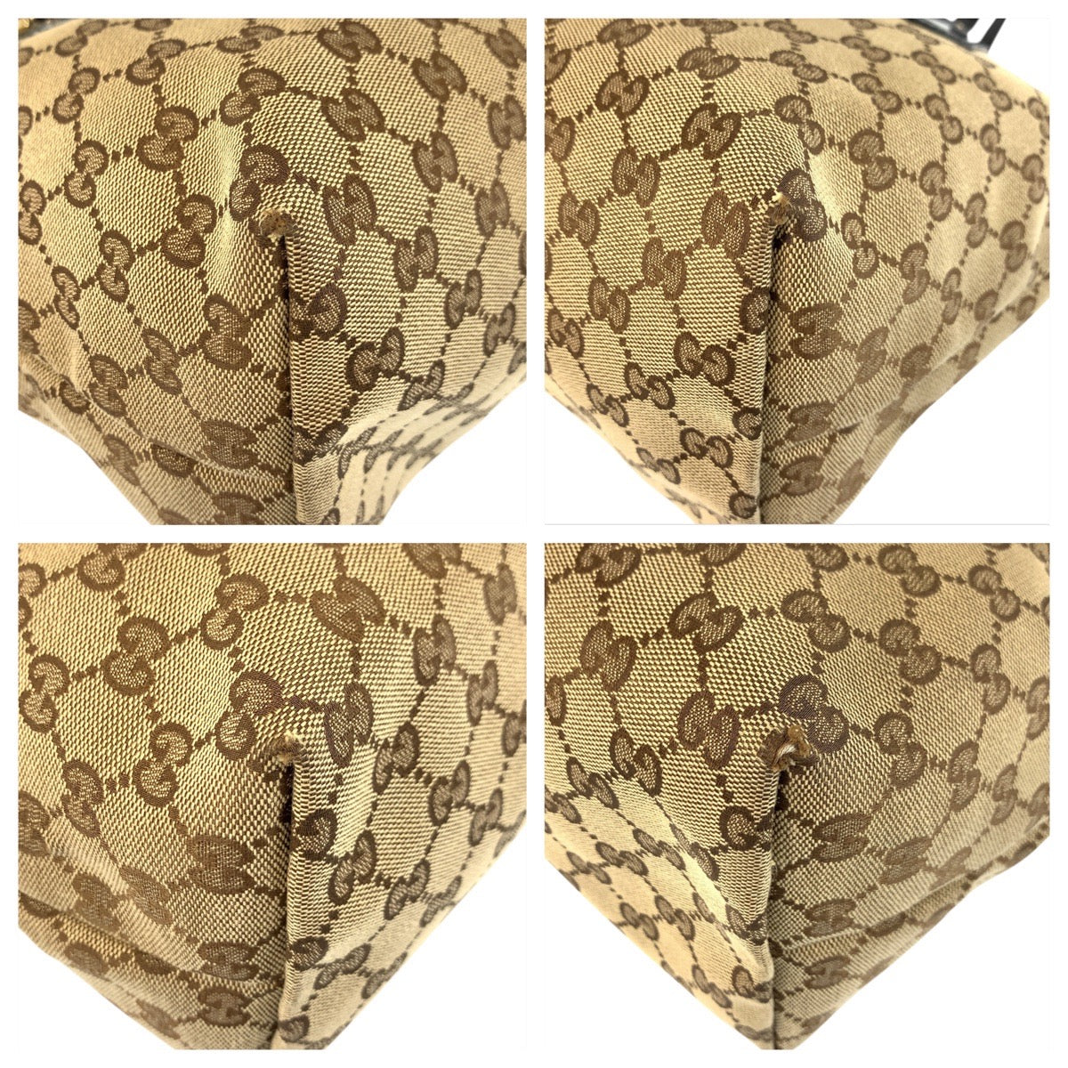 21260
GUCCI グッチ ベージュ ブラック 黒 ゴールド金具 GGキャンバス / レザー 211976 トートバッグ ショルダーバッグ レディース AB28