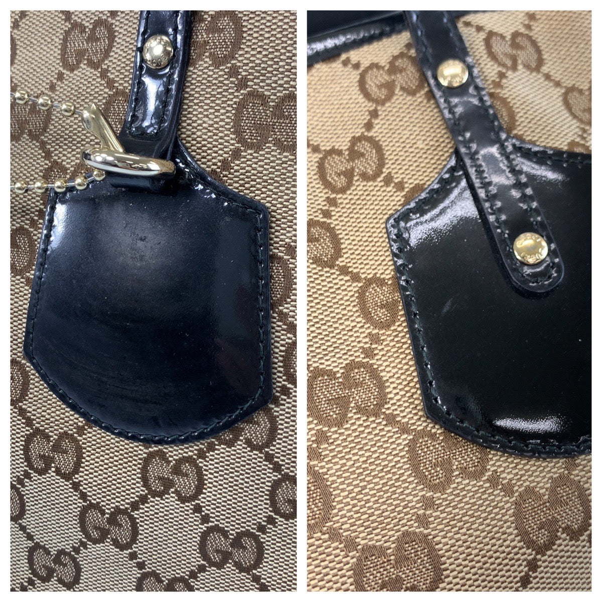 21260
GUCCI グッチ ベージュ ブラック 黒 ゴールド金具 GGキャンバス / レザー 211976 トートバッグ ショルダーバッグ レディース AB28