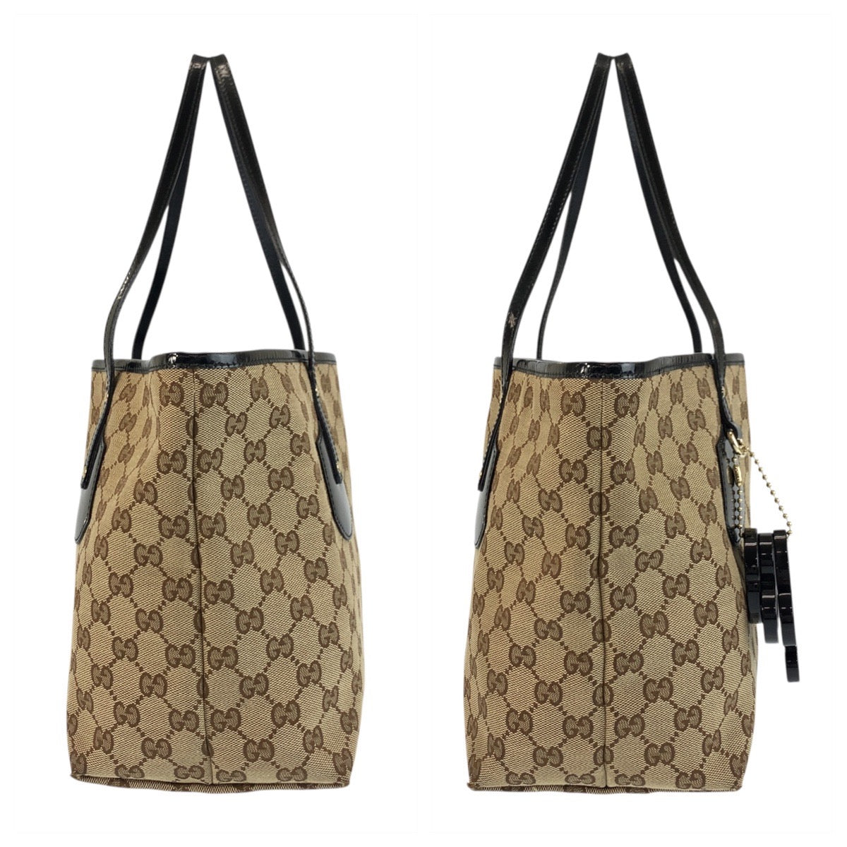 21260
GUCCI グッチ ベージュ ブラック 黒 ゴールド金具 GGキャンバス / レザー 211976 トートバッグ ショルダーバッグ レディース AB28