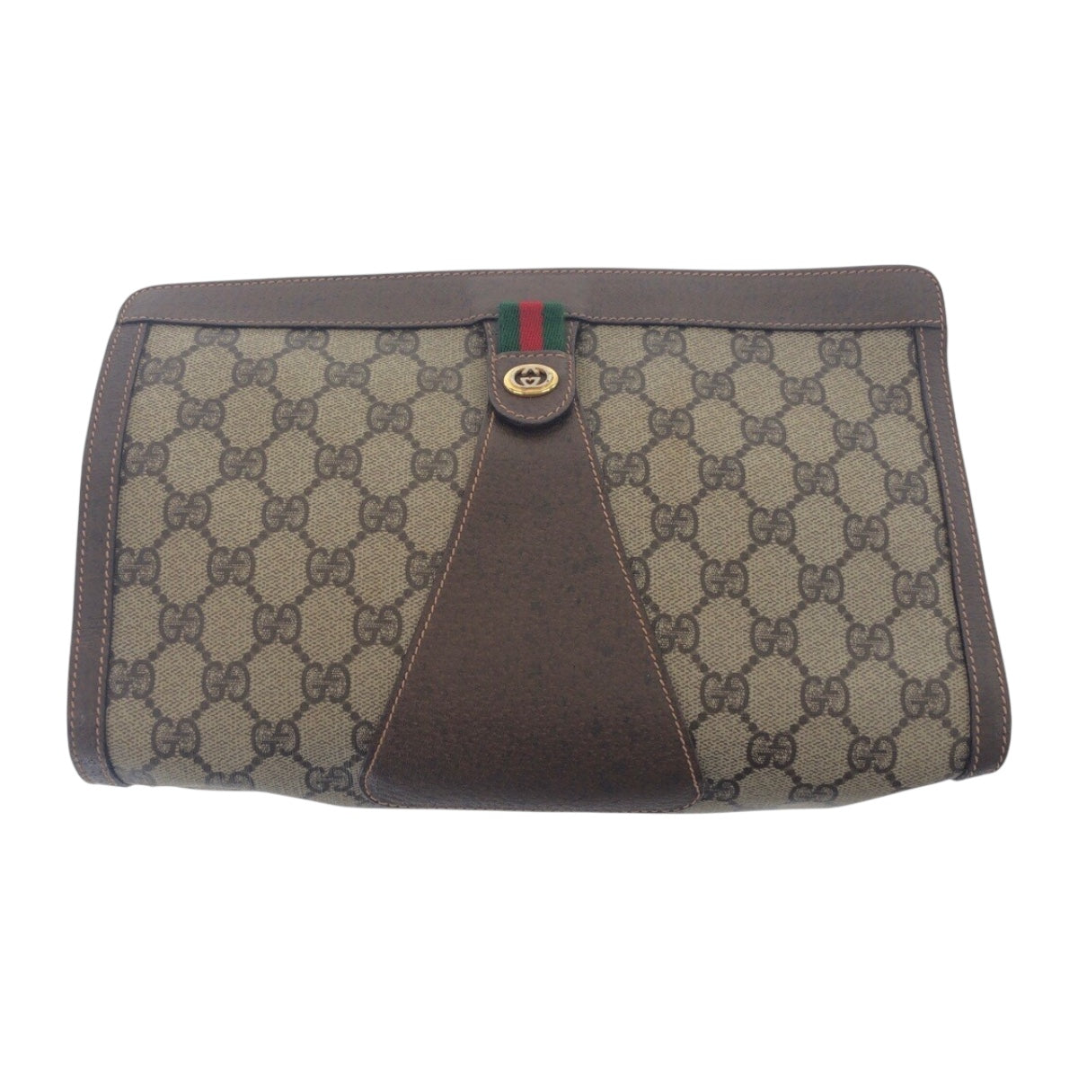 21263
GUCCI グッチ ヴィンテージ シェリーライン ブラウン ベージュ ゴールド金具 GGスプリームキャンバス / レザー 156 01 033 クラッチバッグ セカンドバッグ メンズ AB15