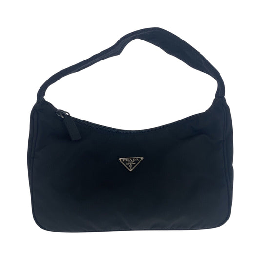 21264
PRADA プラダ テスート 三角ロゴプレート ブラック 黒 シルバー金具 ナイロン ハンドバッグ アクセサリーポーチ レディース ABP35