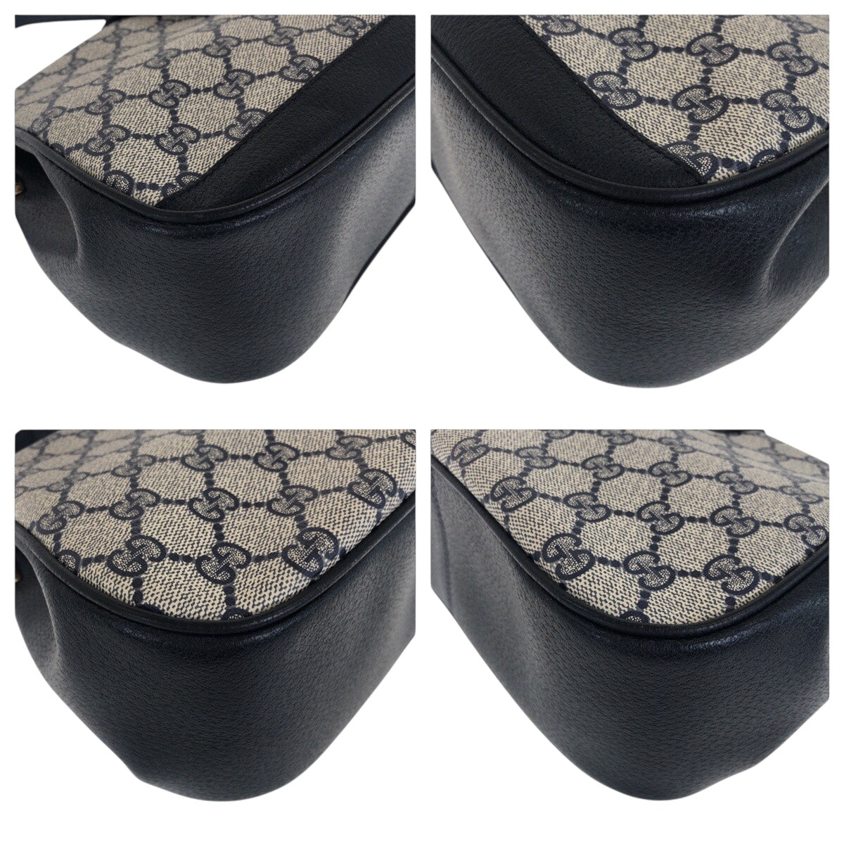 21265
GUCCI グッチ ヴィンテージ シェリーライン オールドグッチ ネイビー グレー ゴールド金具 GGスプリームキャンバス / レザー 116 02 076 ショルダーバッグ ポシェット レディース ABP37