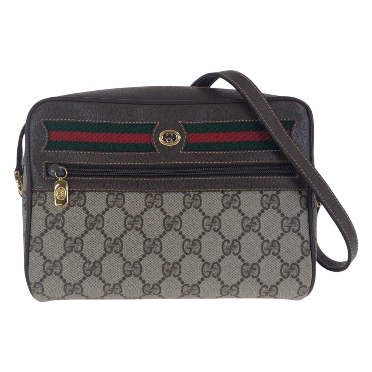 21266
GUCCI グッチ ヴィンテージ シェリーライン オールドグッチ ブラウン ゴールド金具 GGスプリームキャンバス / レザー 119 02 087 ショルダーバッグ ポシェット レディース ABP42