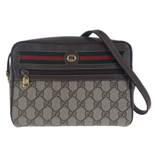 21266
GUCCI グッチ ヴィンテージ シェリーライン オールドグッチ ブラウン ゴールド金具 GGスプリームキャンバス / レザー 119 02 087 ショルダーバッグ ポシェット レディース ABP42