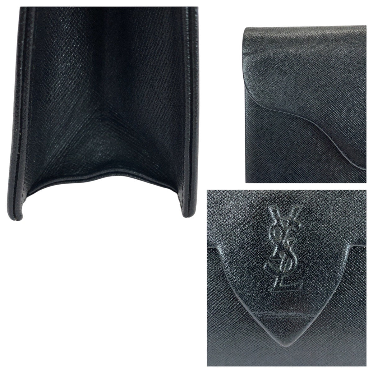 21268
YVES SAINT LAURENT イヴ サンローラン ヴィンテージ YSL ブラック 黒 ゴールド金具 レザー クラッチバッグ セカンドバッグ レディース ABP21