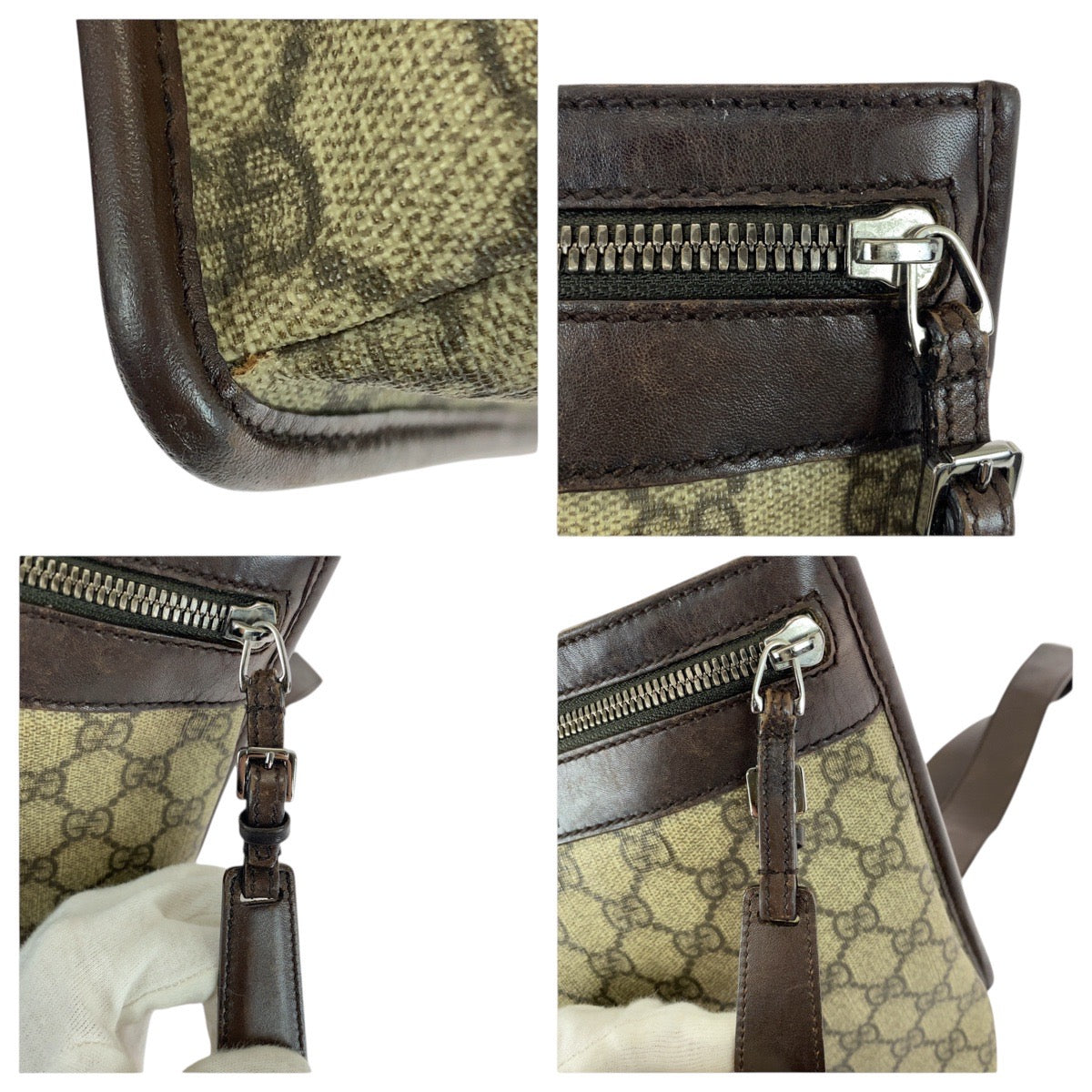 21269
GUCCI グッチ ベージュ ブラウン シルバー金具 GGスプリームキャンバス / レザー 92562 ショルダーバッグ レディース AB22