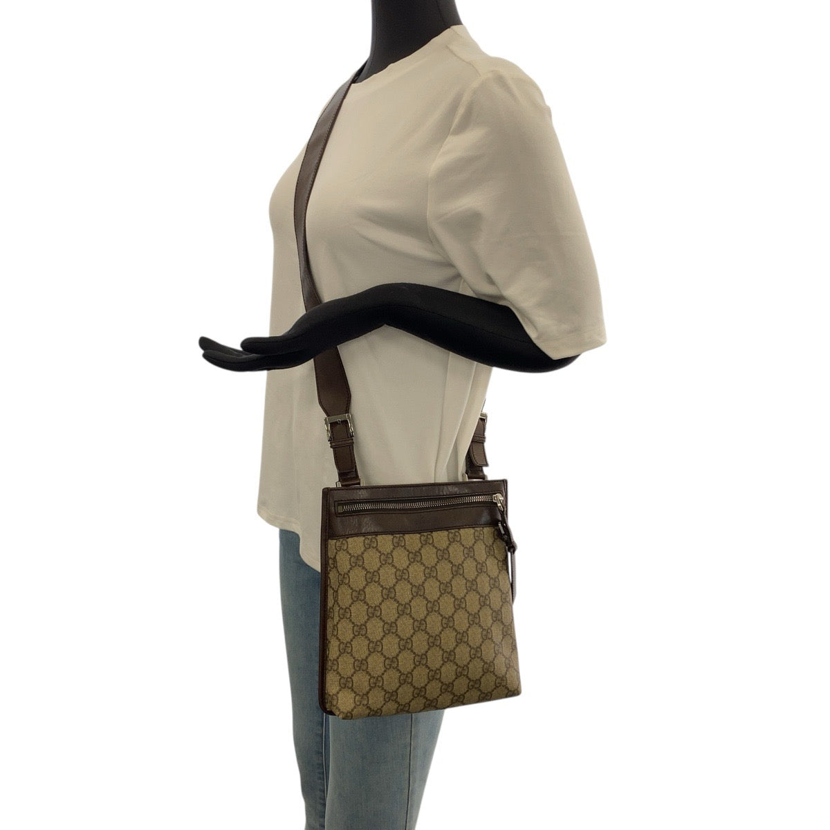 21269
GUCCI グッチ ベージュ ブラウン シルバー金具 GGスプリームキャンバス / レザー 92562 ショルダーバッグ レディース AB22