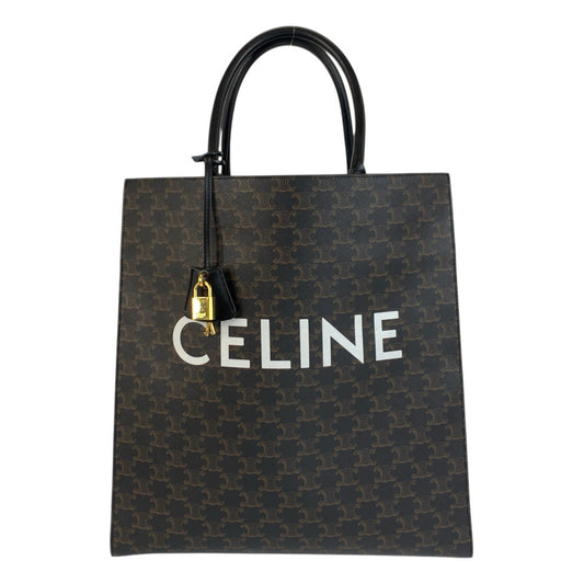 21270
CELINE セリーヌ トリオンフ バーティカルカバ ラージ ブラウン ブラック 黒 ゴールド金具 PVC / レザー S-SL-5109 トートバッグ 男女兼用 レディース ABP120