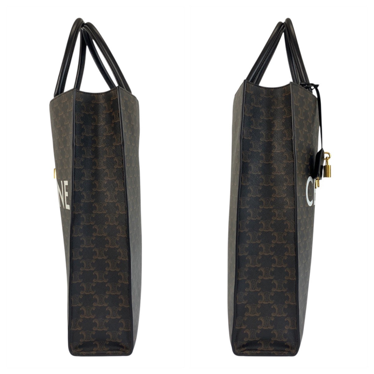 21270
CELINE セリーヌ トリオンフ バーティカルカバ ラージ ブラウン ブラック 黒 ゴールド金具 PVC / レザー S-SL-5109 トートバッグ 男女兼用 レディース ABP120