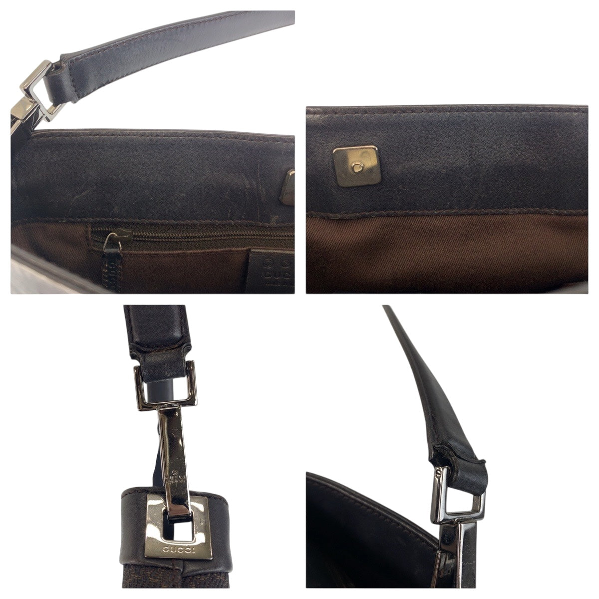 21271
GUCCI グッチ ブラウン シルバー金具 GGキャンバス / レザー 143745 ワンショルダーバッグ 肩掛け レディース AB