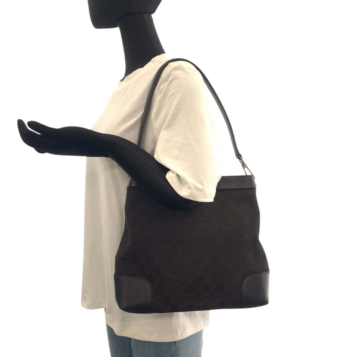 21271
GUCCI グッチ ブラウン シルバー金具 GGキャンバス / レザー 143745 ワンショルダーバッグ 肩掛け レディース AB